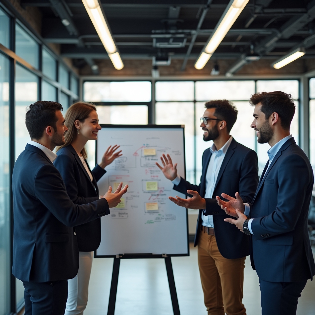 Echipă de profesioniști în sesiune de comunicare